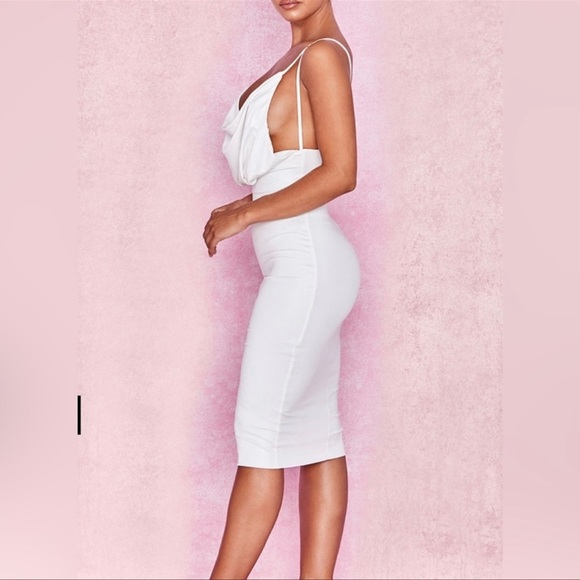 36 House of CB Samara White Midi Dress Size small - Picture 7 of 10